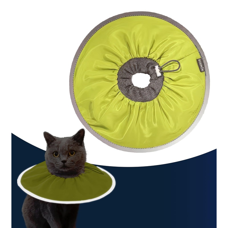 Super Lightweight Cat Small Medium Dog Recovery Collar with Refelctive Rim, Adjustable Waterproof Protective Pet Neck Cones to Stop Licking Wounds,After Surgery Elizabethan E Collar for Cat and Dog Olive-green M(About 4.4-7.7lb)