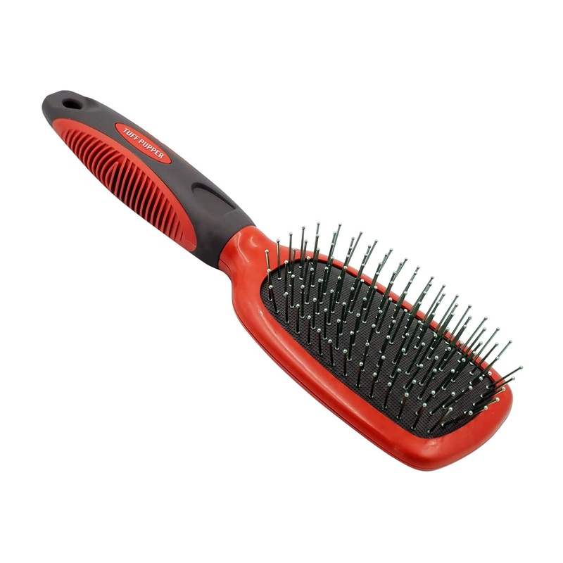 Tuff Pupper Stainless Steel Pin Brush for Long or Short Hair Pets – Detangling & Dematting Undercoat Brush for Dogs, Cats, and All Pets