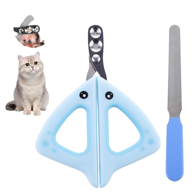 Upgraded Cat Dog Nail Clippers with Two Circular Cutting Holes of Different Sizes(2mm&3mm) Cat Nail Trimmer Dog Cat Claw Scissors with Nail File Stainless Steel for Small Dogs Puppies Cats(Blue) Blue