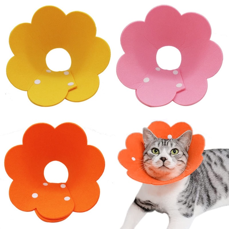 3Pcs Cat Recovery Collar Cat Protection Collar Cones for Cats Sunflower Neck Cat Cone Anti-Licking Recovery Collar to Prevent from Biting Scratching(Pink, Orange, Yellow) (S)