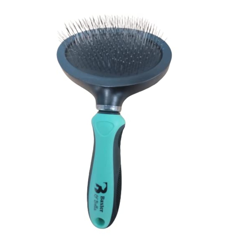 Baxter & Bella Oval Head slicker brush. Helps remove dander, loose hair and Matting from your cats coat.
