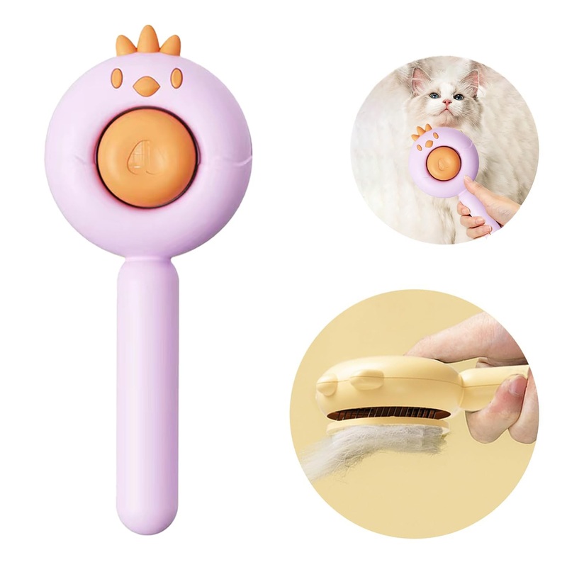 Cat Grooming Brush, Pet Hair Cleaning Brush, Self-Cleaning Sliding Hair Comb, For Long and Short Haired Cats and Dogs