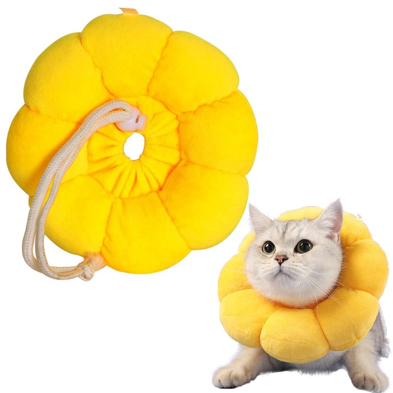 Cat Recovery Cone Collar Pet E-Collar Elizabethan Collar After Surgery Recovery Pet Cone for Cat Puppy Breathable Soft Edge and Easy to Clean (Yellow, Large) Yellow
