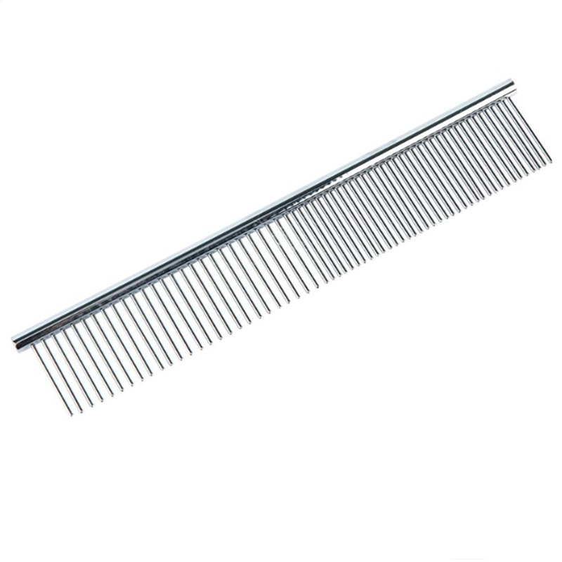Dog Metal Comb 7.5inch Dogs Dematting Tool Pet Grooming Comb Stainless Steel Teeth Cats Pubby Comb for Removing Hair (L: 19x5cm) L: 19*5cm