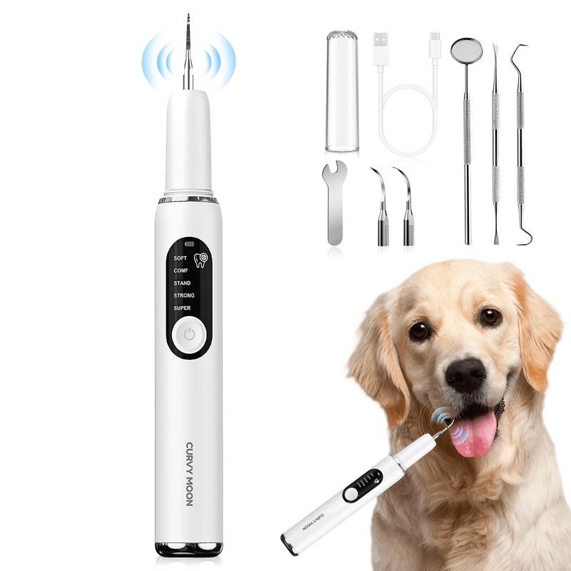 Dog Plaque and Tartar Remover Plaque Remover for Teeth with Led Light 5 Adjustable Modes Electric Toothbrush Teeth Cleaning Kit for Dog and Cat