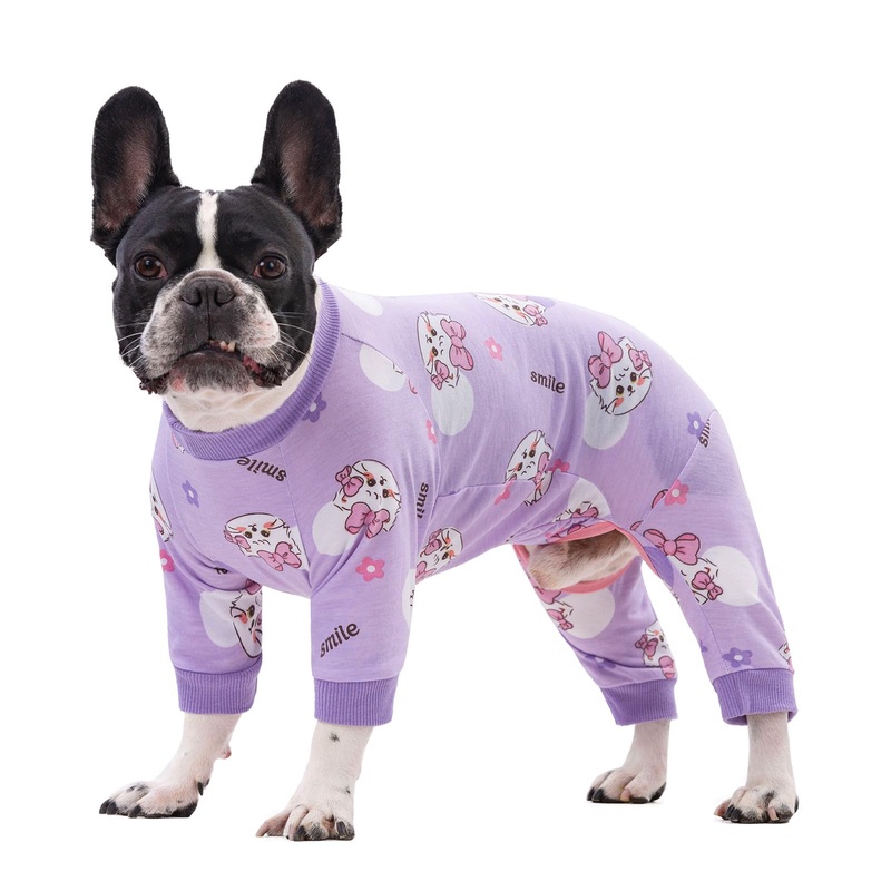 Dog Recovery Suit for Surgery Small Medium Dogs Onesie, Cute Soft Dog Pajamas Bodysuit Cone Alternative Prevent Licking Dog Recovery Suit Female Male (X-Large, Cat Purple) X-Large