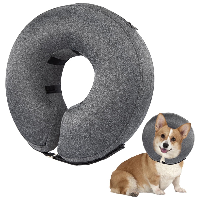 Inflatable Dog Cone Collar Alternative After Surgery – Soft Pet Recovery Collar & Cone for Large Medium Small Dogs to Stop Licking, Protective Dog Neck Donut Collar Does Not Block Vision E-Collar, XL Grey
