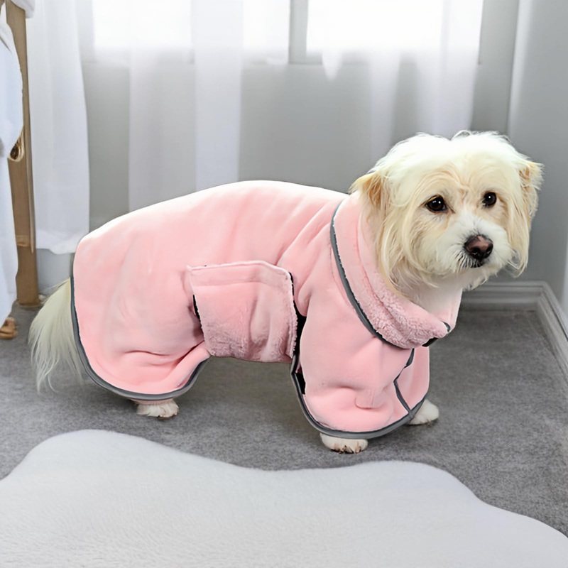 Pets Bathrobe Towel, Super Absorbent Dogs & Cats Fast Drying Bathrobe Towel, ZIEEZCYY Quick Drying Soft Microfiber Pet Grooming Towel for Drying Dogs Cats, Bath Drying Coat,Pink X-Small Pink