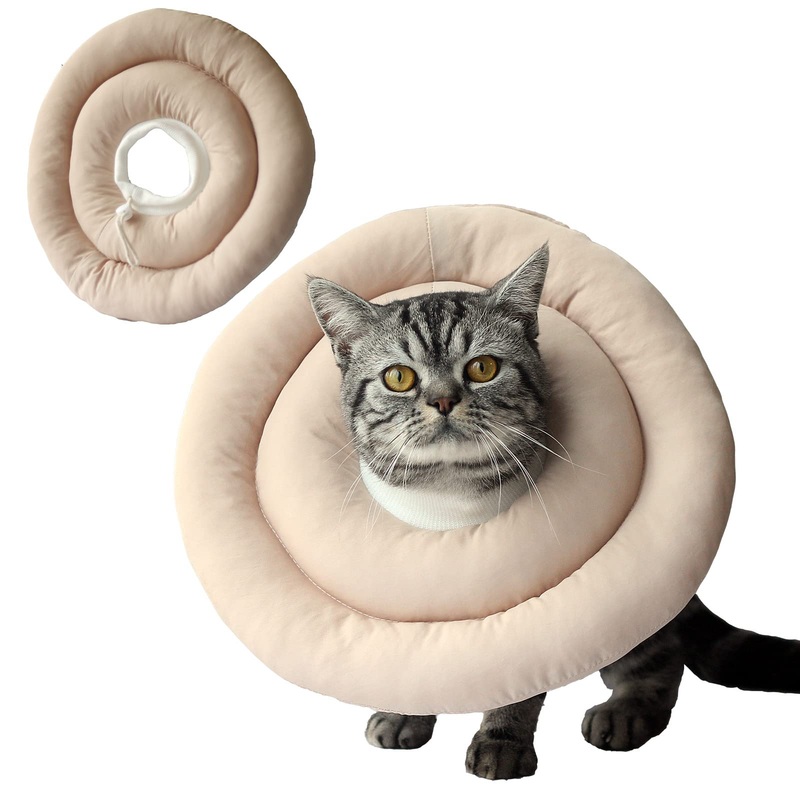 Soft Cat Cone Collar, Cat Recovery Collar, Cute Donut Cat Cone Alternative After Surgery with Adjustable Neck Strap,Comfy Pet Pillow Cone for Small Dog, Kitten