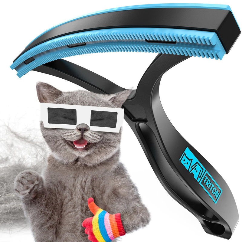 Triton Carpet Rake for Pet Hair Removal – Dual Sided Carpet Scraper Picks Up More Pet Hair in Less Time – Carpet, Dog, Cat Hair Remover Tool – Fluff Carpet, Fur Removal, Car Mat, Couch, Furniture