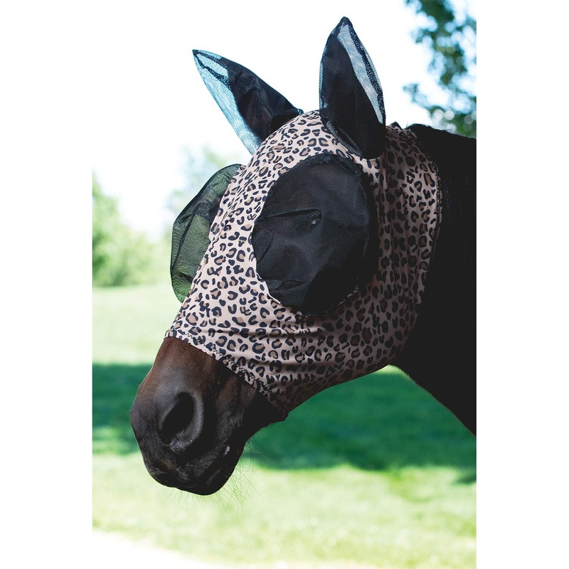 Weaver Leather Lycra Fly Mask for Horses Large Sahara Leopard