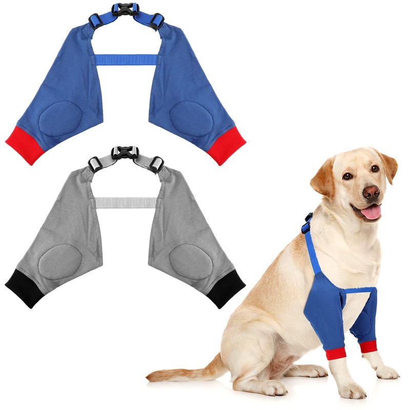 2 Pairs Dog Elbow Protector Dog Front Leg Braces Dog Recovery Sleeve with Elastic Band Soft Padded Adjustable Dog Knee Brace for Small Medium Large Dog, 2 Colors (X-Large) X-Large
