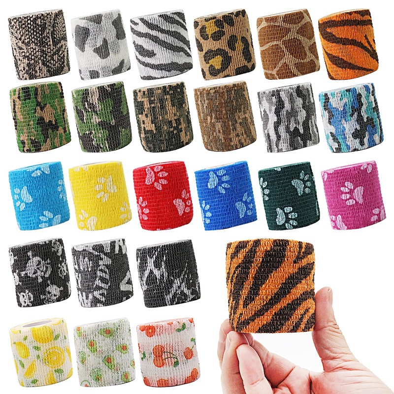 24 Rolls Self Adhesive Bandage Wrap 2 Inchx 5yard Wrap Cohesive Bandage for Doggie Dogs Cats Horses Birds Animals Non-Woven Strong Sports Tape for Wrist Healing Ankle Sprain & Swelling 24Rolls 2Inchx5yard-b