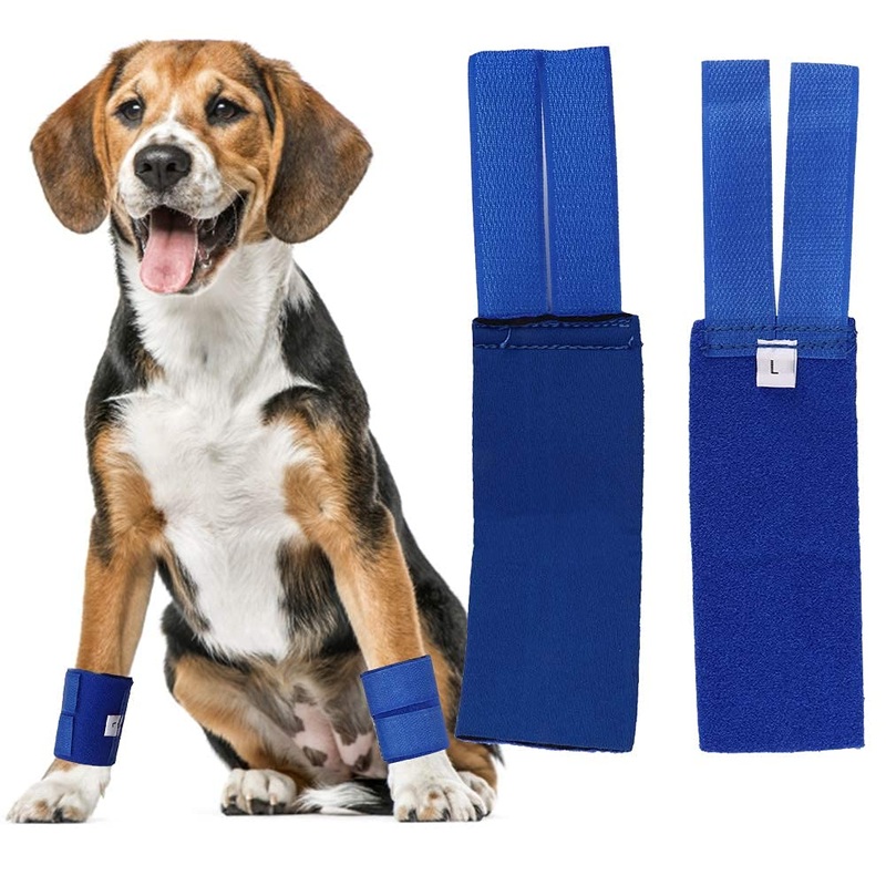 2Pcs Dog Front Leg Braces Canine Paw Compression Wraps Pet Knee Pad Dog Elbow Protector Prevents Injuries Sprains Helps Loss Stability(Blue L) Blue L
