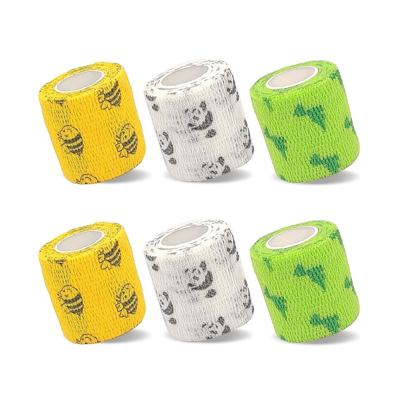 6 Pack Vet Wrap 2 inch for Dogs Horses, Pet Wrap Bandage Self Adhesive, Coban Bandages for Wounds Breathable Non Woven for Dog Cat Horse Pet Animals 2 Inch Animal