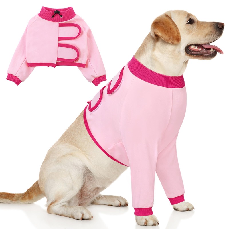 AOFITEE Dog Recovery Suit for Front Legs, Breathable Dog Leg Sleeve Right Left Thigh, Dog Anti-Licking Wounds Sleeves Dog Elbow Brace Protector, Dog Leg Cover for Joint Pain Dog Cone Alternative L(Chest Girth:21.6-25.6) Pink