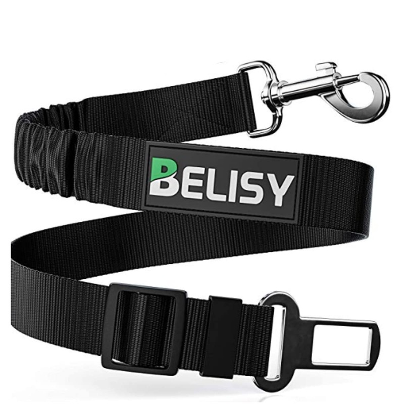 BELISY universal dog seat belt for the car – suitable for all dog breeds and car types black