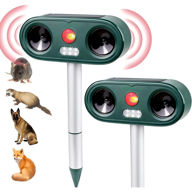 Cat Repellent 2X, 5 Modes, Cat Repellent Garden, Solar & Battery Powered, Cat, Mouse Repellent