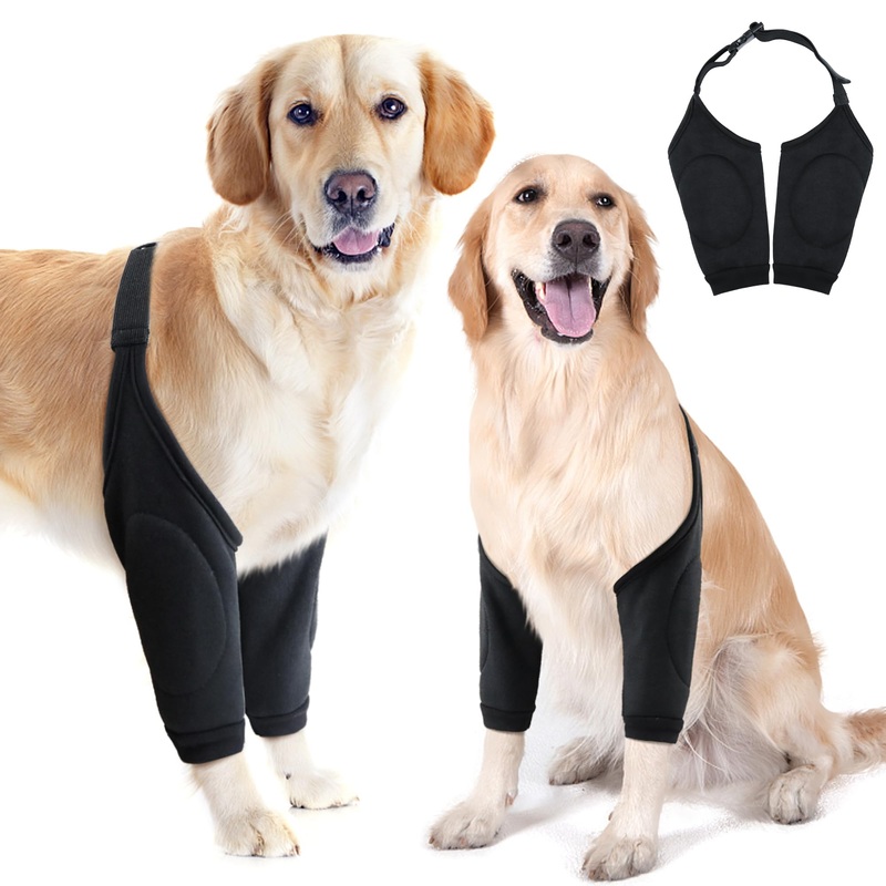 Dog Elbow Protector for Front Leg Calluses, Dog Joint Recovery Sleeve for Prevent Licking, Adjustable Dog Elbow Pads Dog Leg Wound Care, Dog Knee Brace Protector Pads for Canine Sprain Arthritis, 3XL 3X-Large(Sleeve Length:15.3″) Black