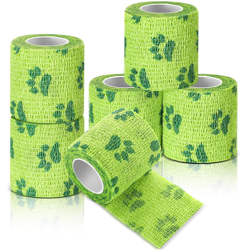 Geiserailie 6 Rolls No Chew Bandage for Dogs Self Adhesive Non-Woven Bitter Bandage Wrap for Dogs’ Legs Paws Wounds Cats Animal, Green(2 Inches X 5 yd) about 2 inches x 5 yd/ 5 cm x 4.5 m