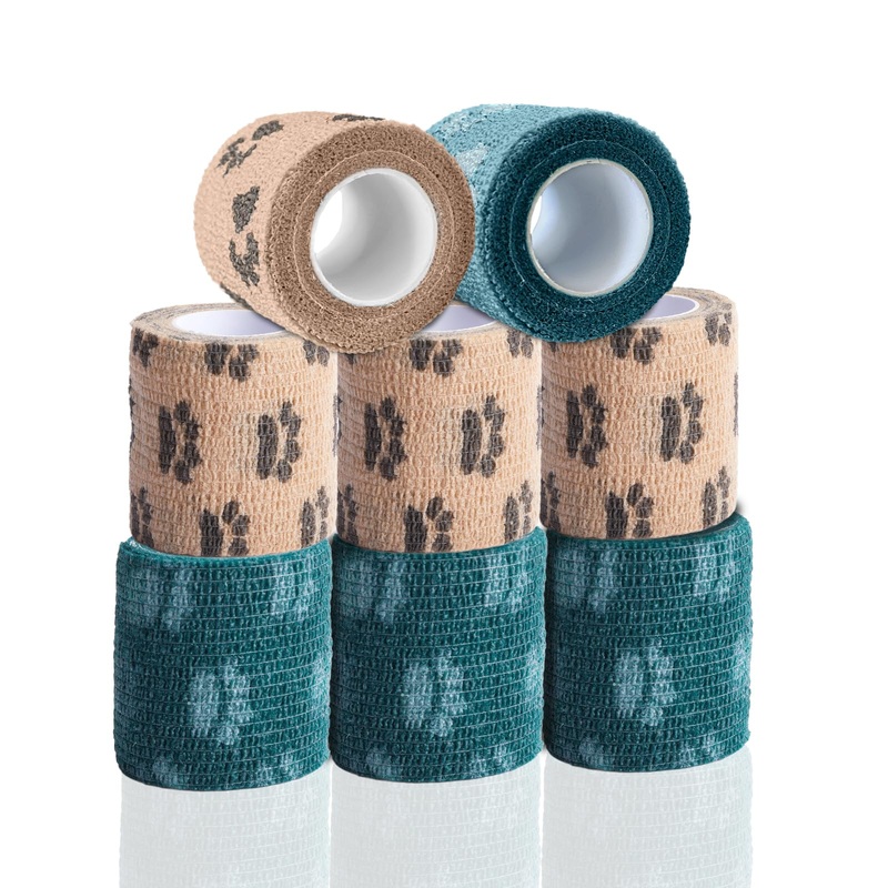 Self Adhesive Bandage Wrap – Vet Wrap for Dogs No Chew – Medical Cohesive Bandage Wrap for Wound Care, Paw Care, First Aid, Vet Tape for Pet Birds Cat Horses (2 Inch, 8 Rolls, 8 Colors)