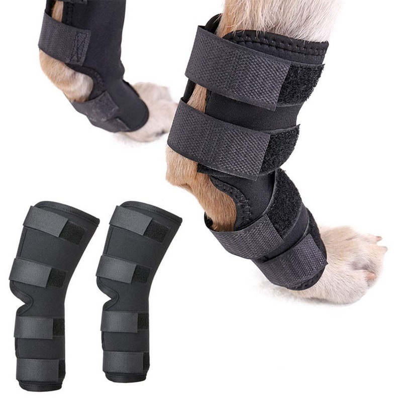 Zunea Dog Canine Rear Leg Hock Joint Brace 2Pack Hind Leg Wrap Protector and Extra Supportive, Leg Hock Joint Compression Sleeve for Wound Injury and Sprain Healing of Arthritis – (Black, S) Black