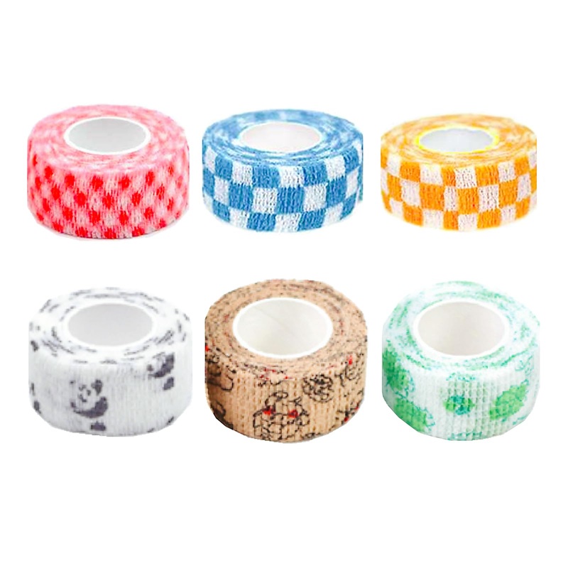 6 Pack Self Adhesive Bandage Wrap Self Adherent Vet Wrap Tape for Finger Wrist Pattern-6 1 Inch x4.4 yard