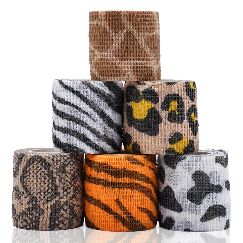 6 Roll 2 Inch x 5 Yards Jungle Safari Animal Print Pet Vet Wrap for Dogs Cats, Cohesive Bandages in Bulk, Non-Woven Self Adhesive Bandages Wrap Roll for Animals Wound Care, Ankle Sprains and Swelling