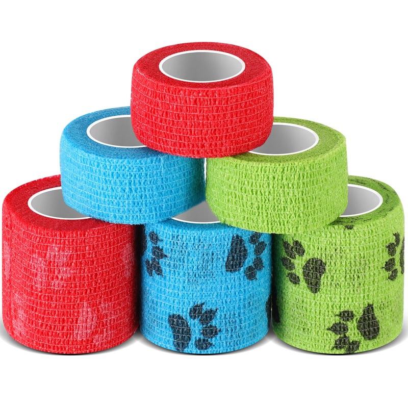 Geiserailie 6 Pcs Self-Adhesive Bandages Bitter Bandage Wrap for Dogs Non-Woven Pet Wrap for Dogs Horses Animals Ankle Sprains and Swelling