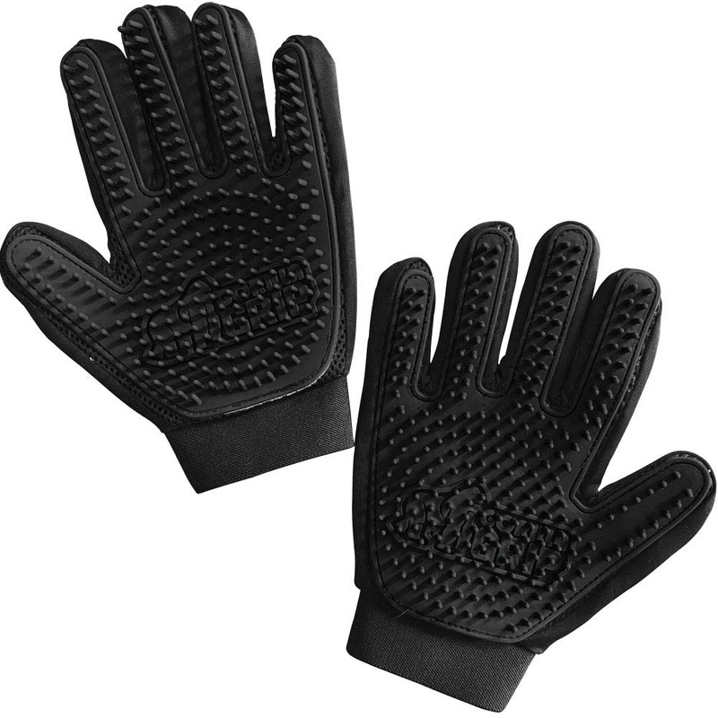 Gorilla Grip Pet Grooming Gloves, 262 Soft Grooming Nubs to Brush Pets, Hair Removal Mitts Remove Cat and Dog Shedding Loose Fur, Easy Clean, for Massaging, Bathing, and Petting Dogs, Cats Black