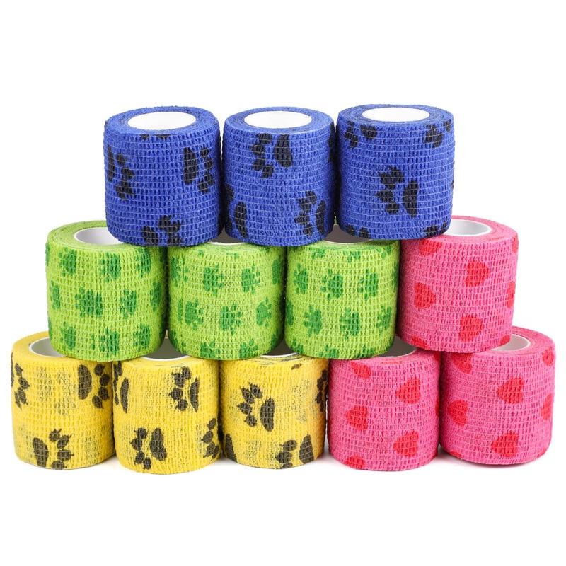 KIMOBER 12 Rolls Self Adhesive Pet Wrap Bandage Non-Woven Tape Vet Wrap Cohesive Bandages for Dogs Pet Animals Horse Cat Bird Animals,2 Inch x 5 Yards