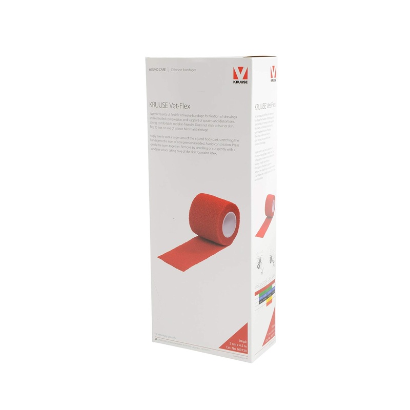 Kruuse Vet-Flex Bandage Rolls for Dogs, 4.5 x 5 cm, Red, 10-Piece