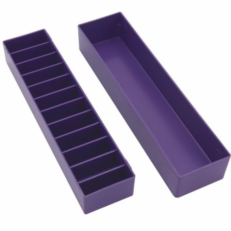 Laube Mini Blade Case for Pet Grooming Clipper Blades – Organizer Fits 12 Blades – Compact Size (9.25″ x 2.25″ x 2.25″) – Detachable Snap On Lid – Impact Resistant Plastic – Made in The USA – Purple