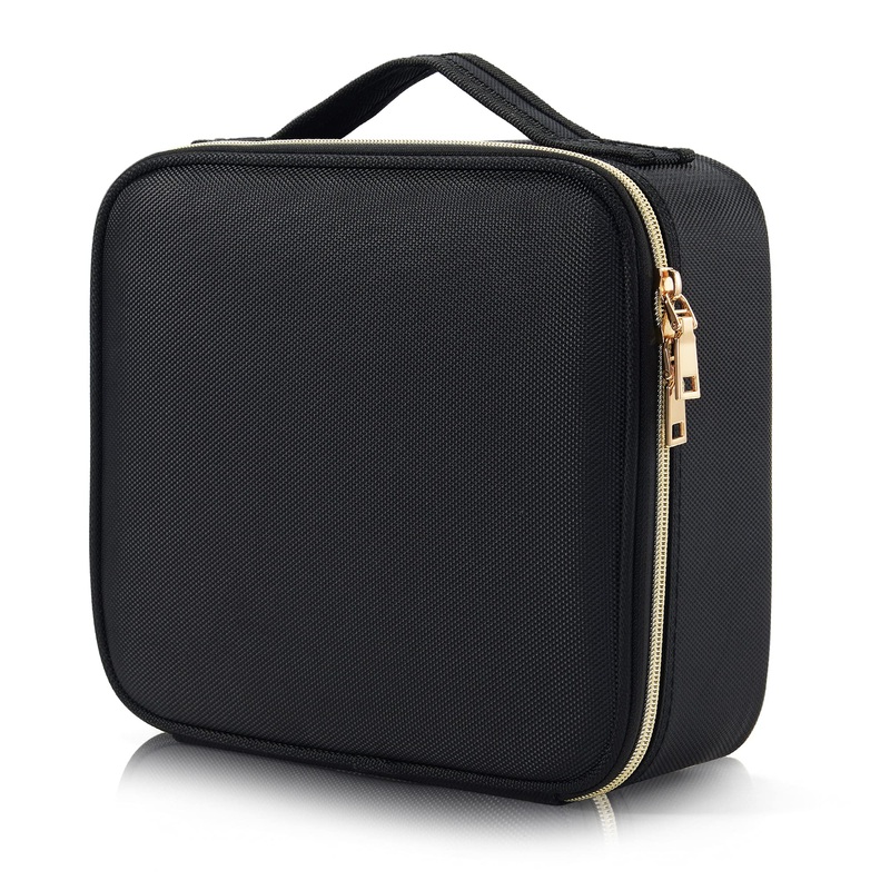 Makeup Bag Travel Make up Organiser Bag Storage Vanity Case Makeup Bags for Women Makeup Box Cosmetic Bags with Compartments, Black