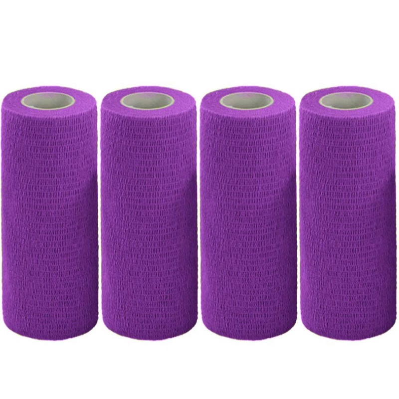 MKDcom Vet Wrap Tape Bulk 6 Inch Self-Adhesive Cohesive Bandage Wraps Wide Bandages for Horses Dogs Cats Animals Pets, Purple, 4 Rolls