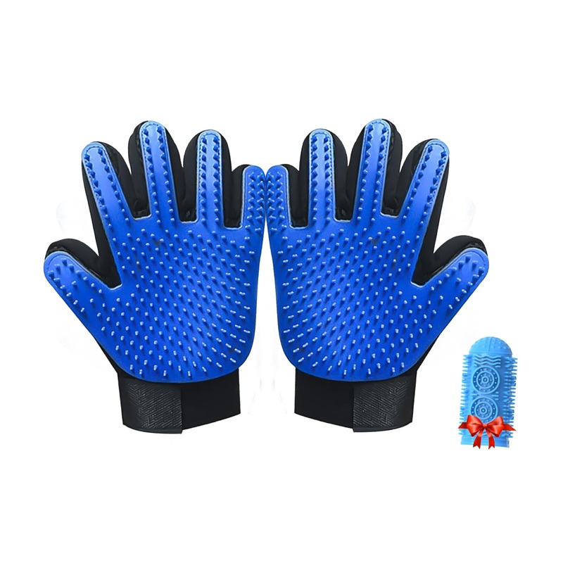 Pet Grooming Set with Dog Washing Gloves for Bathing and Silicone Dog Toothbrush, Pet Grooming Gloves for Dogs, Cats and Horses with 259 Tips Suitable for Hands Sized Medium & Large (PG Set 3)