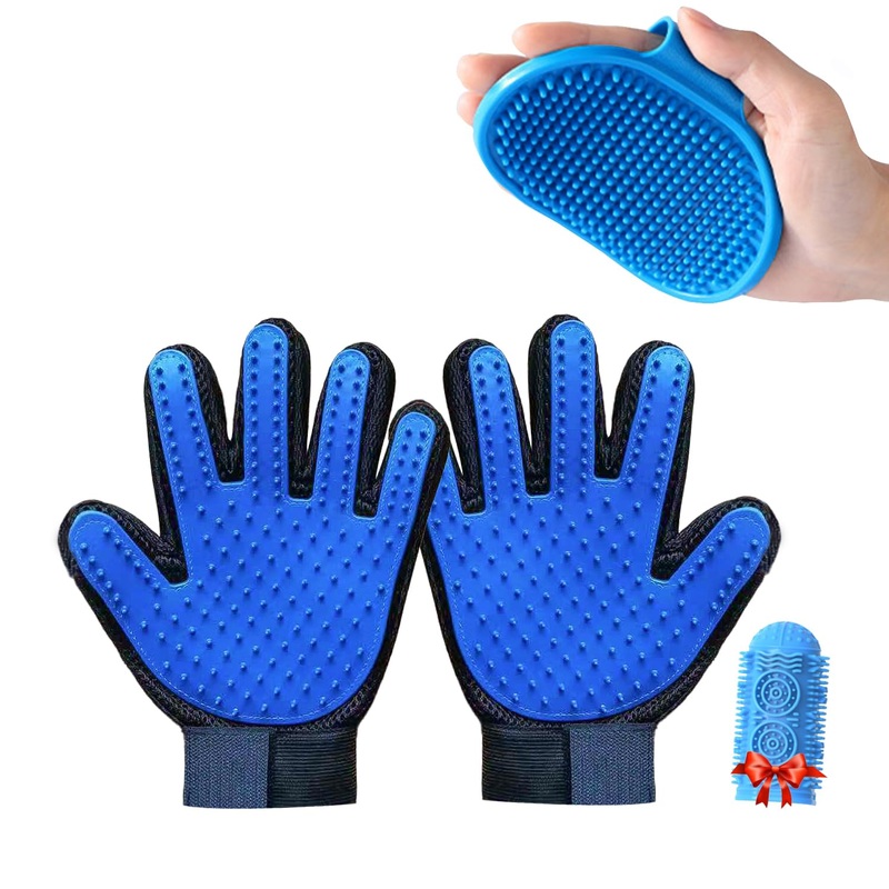 Pet Grooming Set with Dog Washing Gloves for Bathing, Dog Bath Brush and Silicone Dog Toothbrush, Pet Grooming Gloves for Dogs, Cats and Horses with 185 Silicone Tips (PG Set 1)