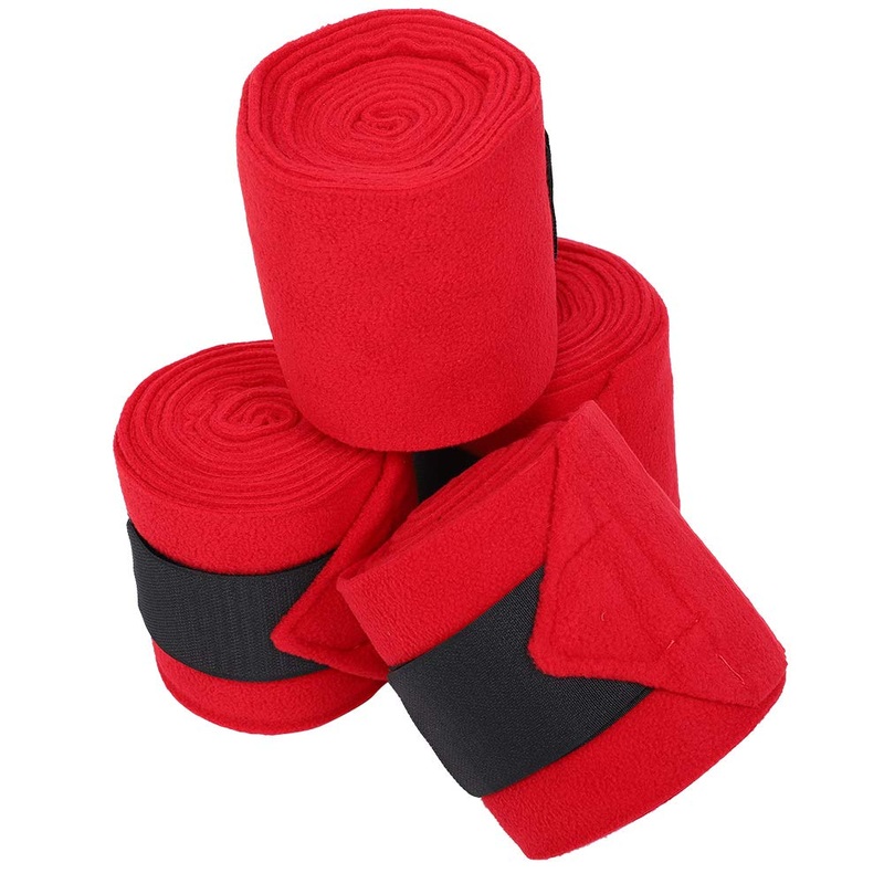 Red 4Pcs Wraps Bandage, Lightweight Fleece Horse Bandage, Anti?Slip for Swelling Ankle