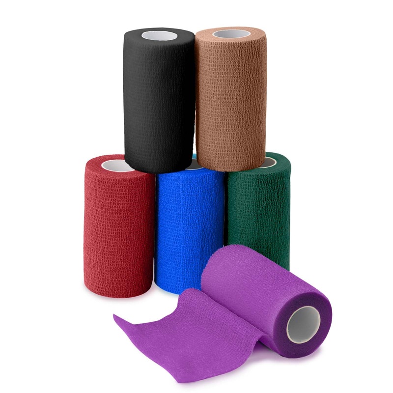Self-Adhesive Vet Bandage Wrap, First Aid Tape for Dog Horse Wound Care, Elastic & Thick Support for Pet, FSA & HSA Eligible, Individually Wrapped, 4 Inch, 6 Rolls, Stable Classics