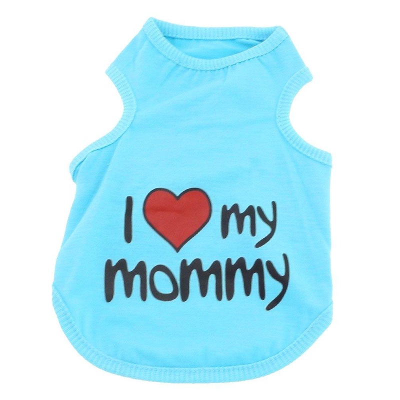 SMALLLEE_LUCKY_STORE I Love My Mommy Daddy Dog T shirt for Small Dogs Summer Tank Vest Puppy Sleeveless Shirt Chihuahua Shih Tzu Clothes,Pink,Medium