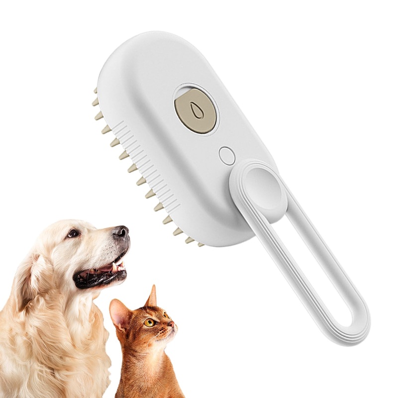 Steamy Pet Brush – Convenient Hair Removal, Easy Collection, Massage Function – Ideal Steam Brush for Cats! (White) White