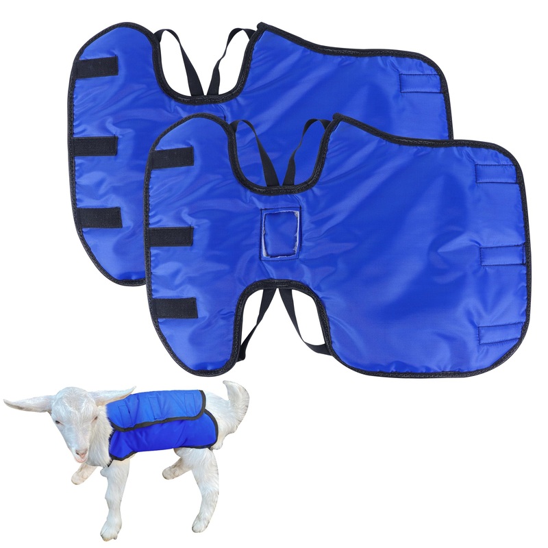 2 Pack Blue Goat Blanket for Winter Goat Coat Cold Weather Waterproof Windproof Goat Jacket Blanket to Keep Goat Warm Lamb Coat with Straps Thickened Belly Protection