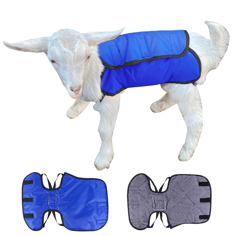 2 Pack Lamb Coat with Quilted Lining, Sheep/Goat Blanket, Blue and Gray