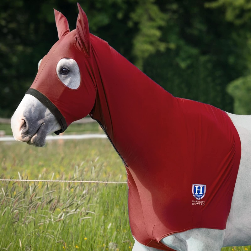 Harrison Howard Stretch Horse Slinky Hood All-Covered Comfortable Horse Sleazy Neck with Zipper -Red Large Red Full (Large)