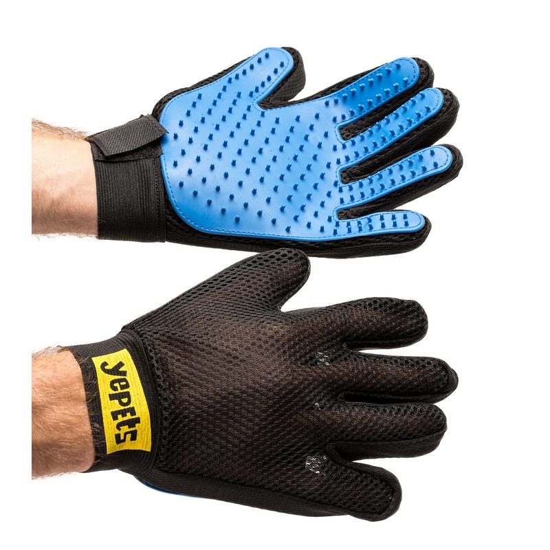 PAIR of Low-Cost Pet Grooming Gloves – Superior Care for Your Furry Friends. Ideal for Grooming, Deshedding, Bathing & Massaging Your Dogs & Cats with Long/Short/Curly Fur – Blue