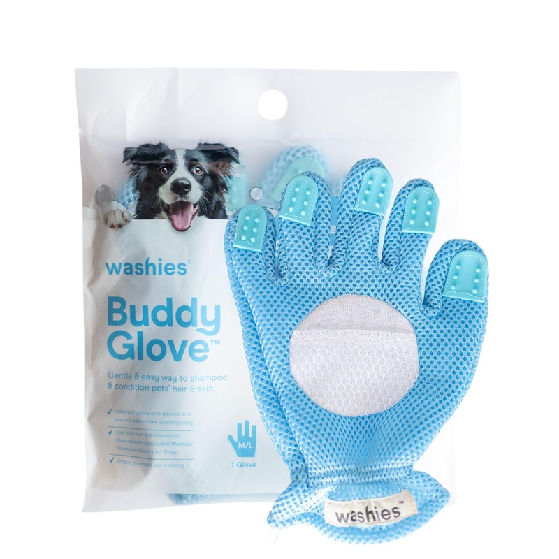 Pet Grooming Buddy Glove – Gentle De-Shedding Tool for Hair Removal, Massage, Bathing with an Adjustable, Breathable Design, Dog Bath Brush Scrubber is Ideal for Long & Short Hair Pets