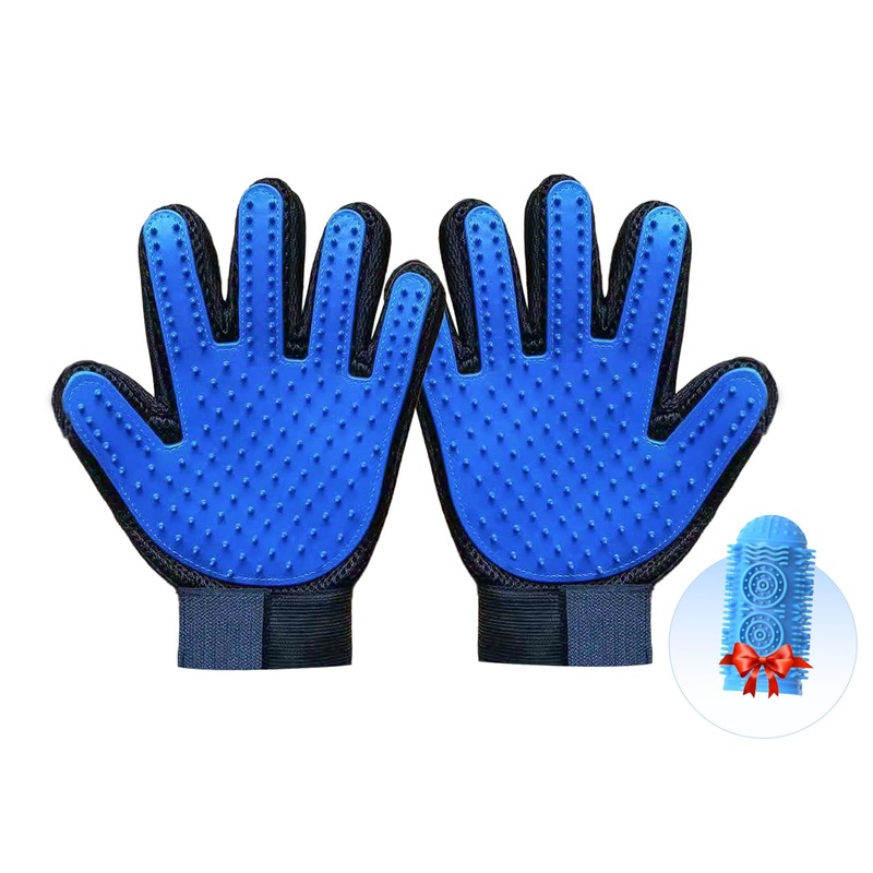 Pet Grooming Set with Dog Washing Gloves for Bathing and Silicone Dog Toothbrush, Pet Grooming Gloves for Dogs, Cats and Horses with 185 Tips Suitable for Hands Sized Medium & Large (PG Set 2)