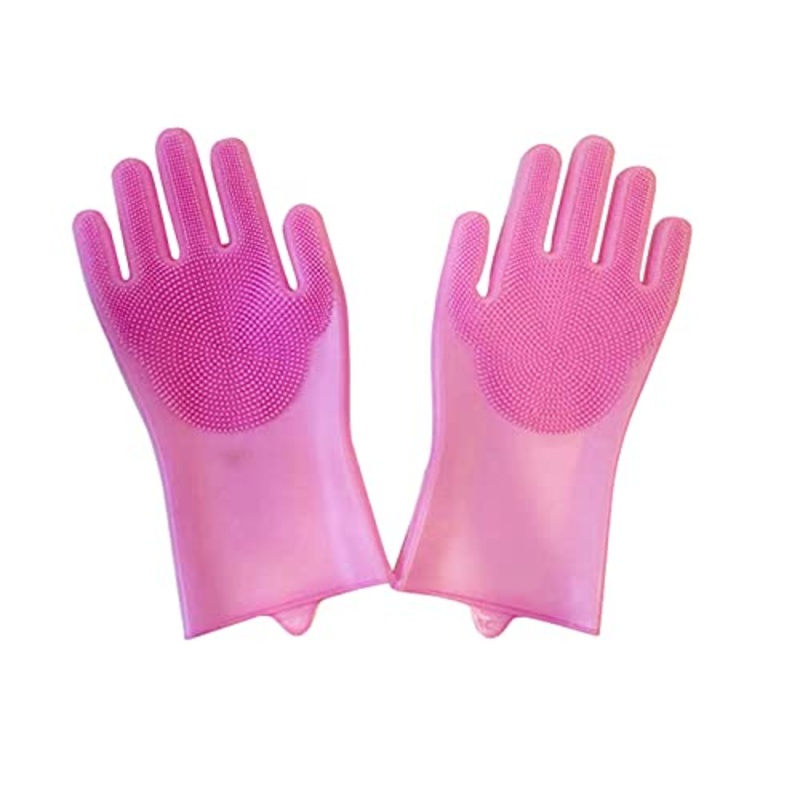 Pet Hair Remover Glove Gentle Pet Grooming Glove Brush Deshedding Glove Massage Mitt for Dogs & Cats with Long & Short Fur (Pink) pink