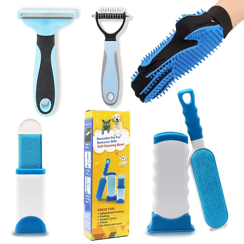 PetHaven Pet Hair Remover Glove & Self Cleaning Fur Remover Lint Remover Brush Bundle- Dog Brush and Cat Brush for Shedding & Undercoat Grooming Bundle,Long Short Pet Hair and Pet Hair Remover for Car