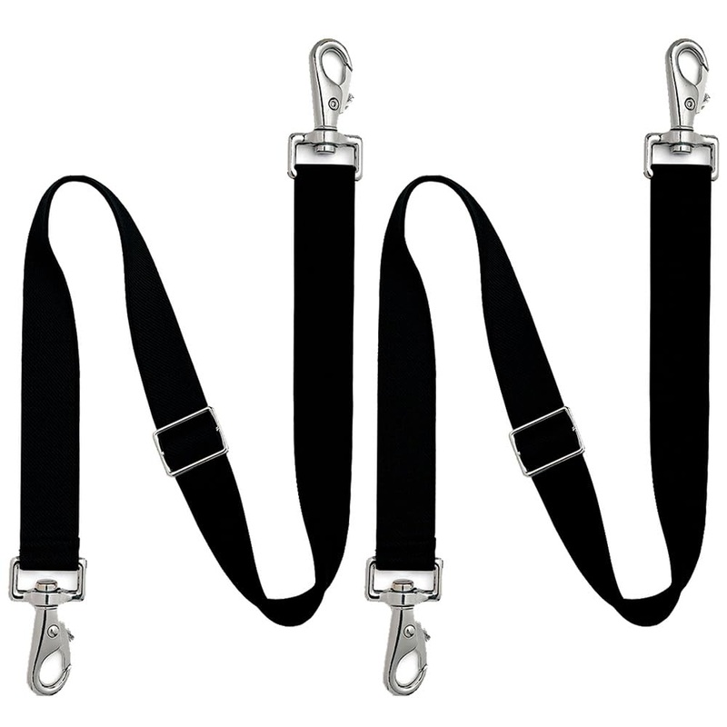 Premium Horse Blanket Sheet Leg Straps, Replacement Stretchy Belly Strap with Double Swivel Snaps, Adjustable Elastic Length from 24 to 42 Inch Winter Blanket Black